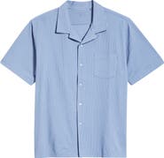 Daniel Buchler Pinstripe Seersucker Pajama Camp Shirt