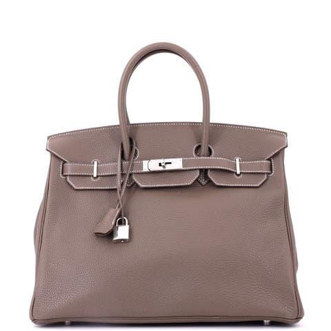 Birkin Handbag Grey Clemence with Palladium Hardware 35