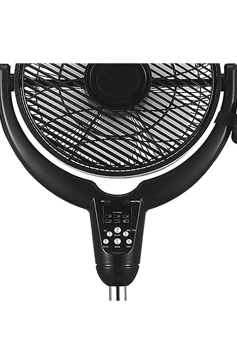 Optimus 14 Inch Louver Rotating Oscil Pedestal Air Circulator with Remote, LED and Timer, Alternate, color, Black