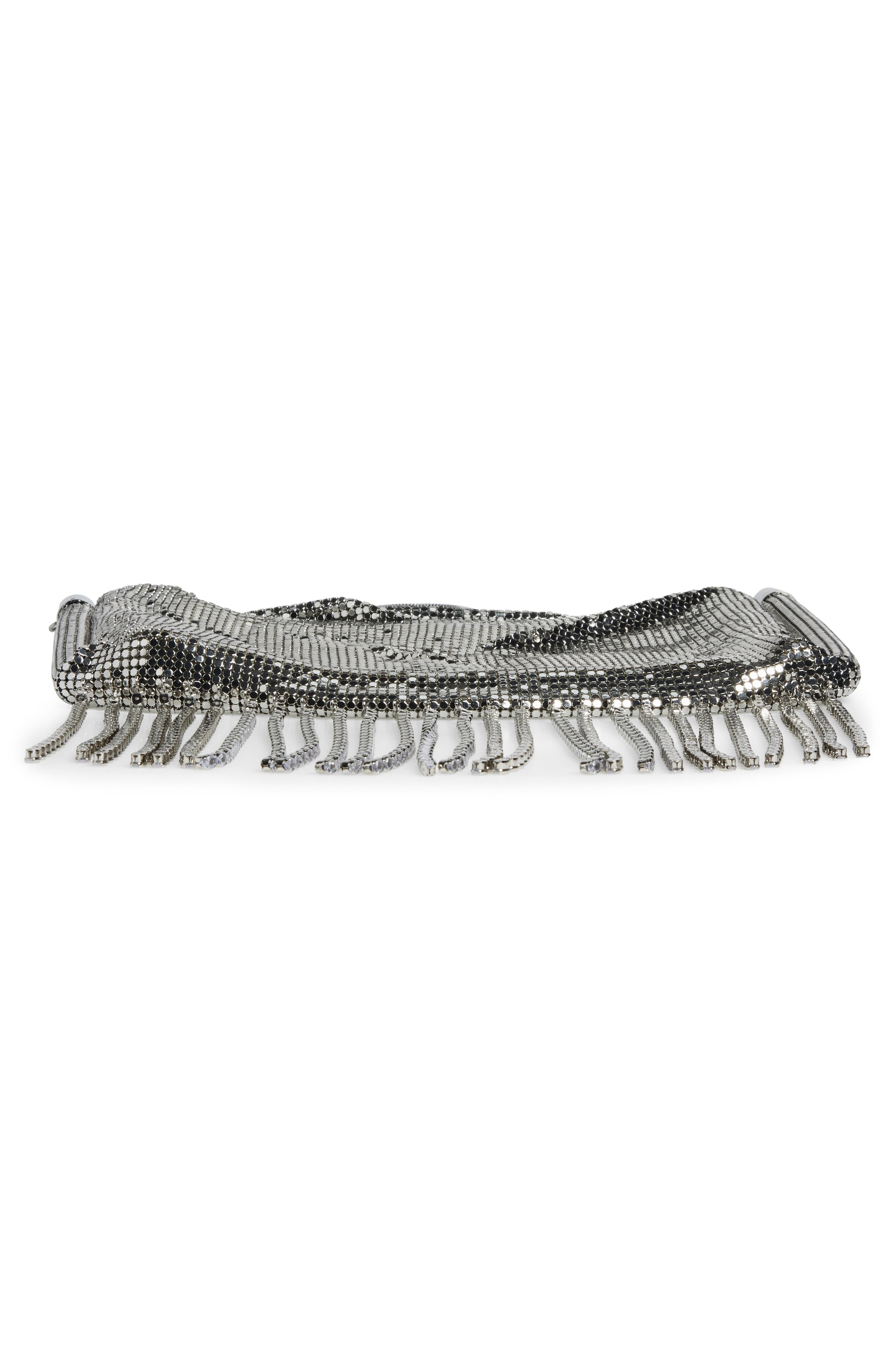 Rabanne Mini Crystal Fringe Mesh Clutch, Alternate, color, 