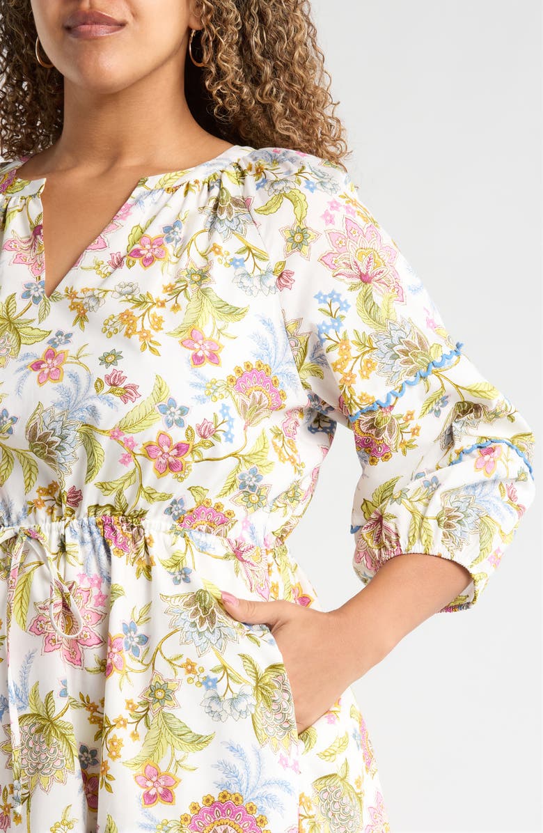 SUGARLIPS Pany Floral Dabria Cotton Dress, Alternate, color, Pink-Green-Blue