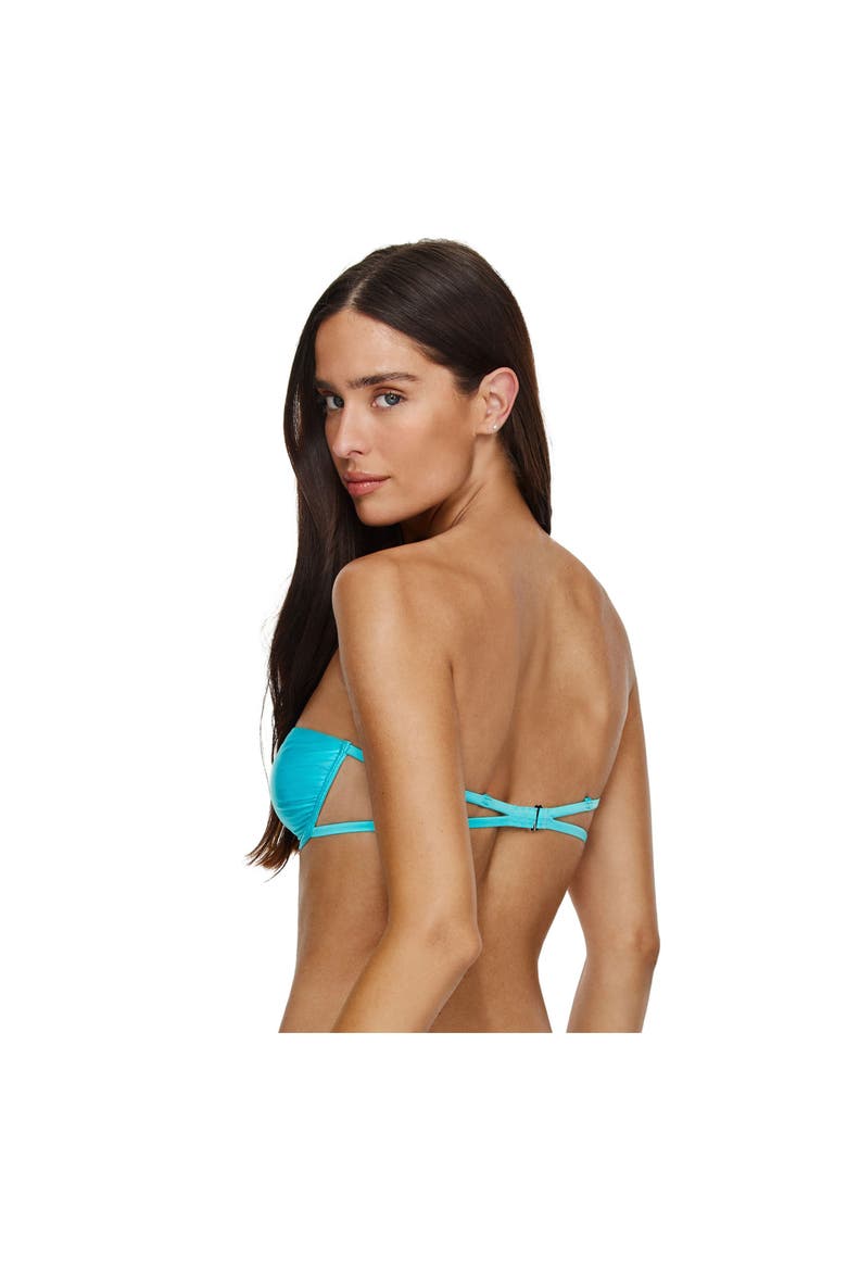 Satin Touch Underwire Bandeau Bikini Top, Alternate, color, Aqua-Blue