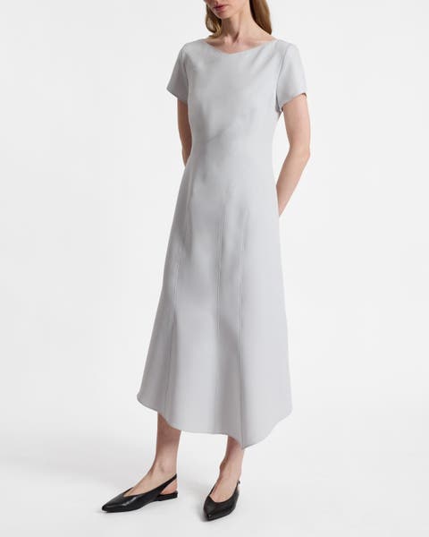 Orba Short Sleeve Midi Dress in Soft Stretch Crepe