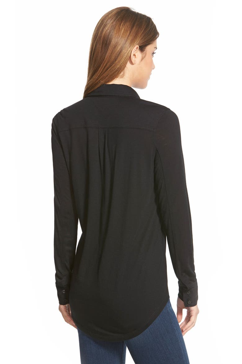 Long Sleeve Knit Shirt, Alternate, color, BLACK