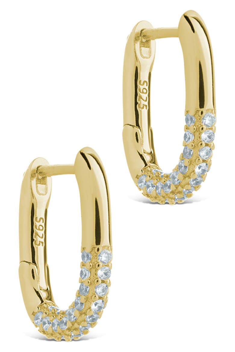 Elke Shimmer Cubic Zirconia Huggie Hoop Earrings, Alternate, color, GOLD