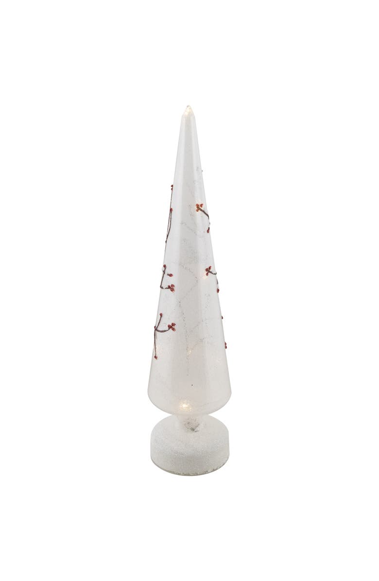 Northlight LED Lighted Birds on Branches Frosted Glass Cone Christmas TreeDecoration - 16", Alternate, color, White