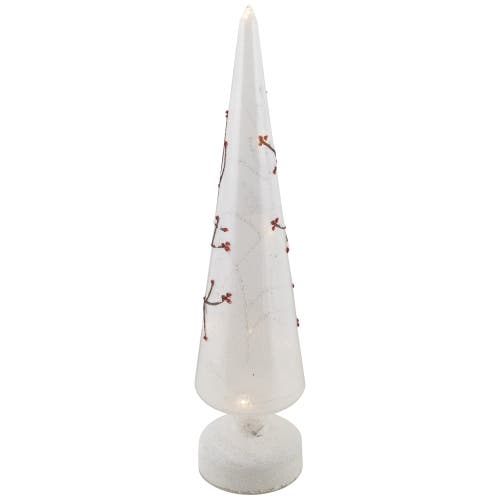Northlight Led Lighted Birds On Branches Frosted Glass Cone Christmas Treedecoration In White