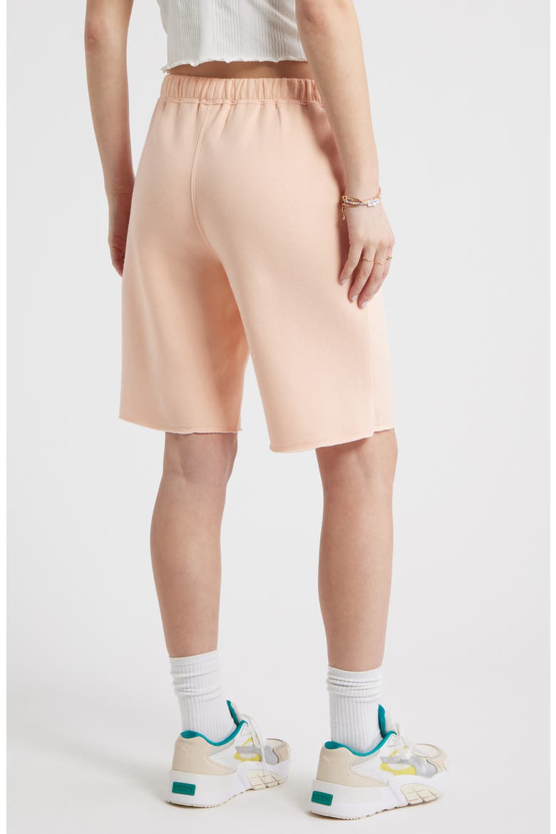 Long Fleece Sweat Shorts, Alternate, color, CORAL MORNING