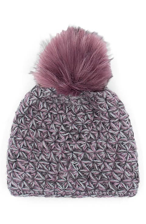 Faux Fur Pompom Star Knit Beanie