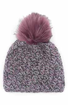 SURELL Faux Fur Pompom Star Knit Beanie