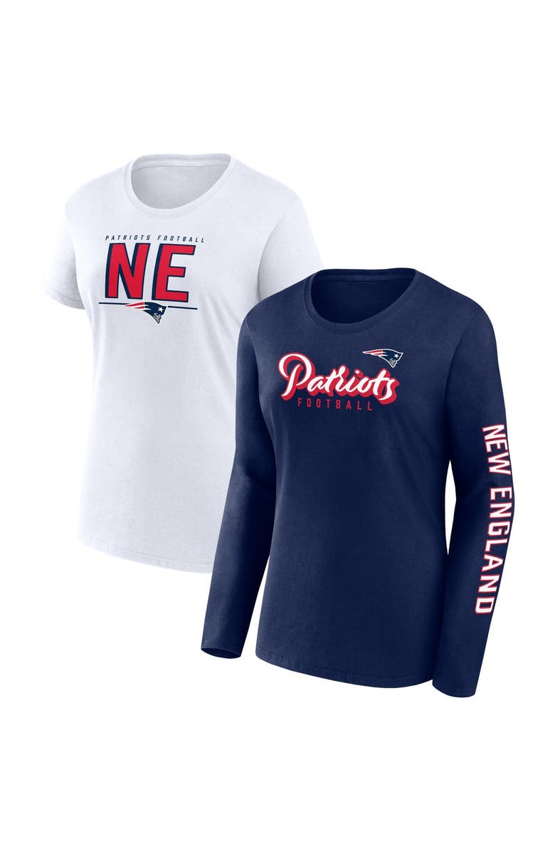 FANATICS Women's Fanatics Branded Navy/White New England Patriots Two-Pack Combo Cheerleader T-Shirt Set, Main, color, Navy