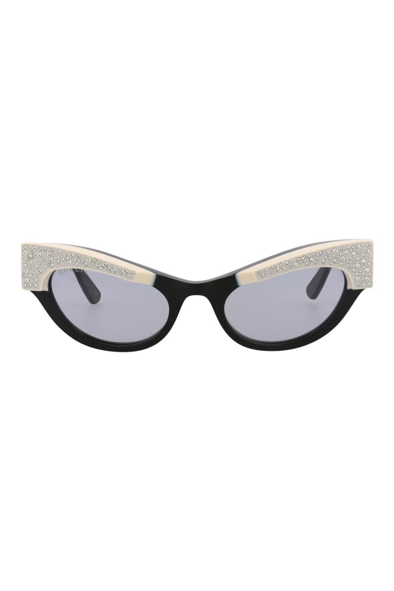 Novelty 52mm Cat Eye Sunglasses, Main, color, BLACK BLACK VIOLET
