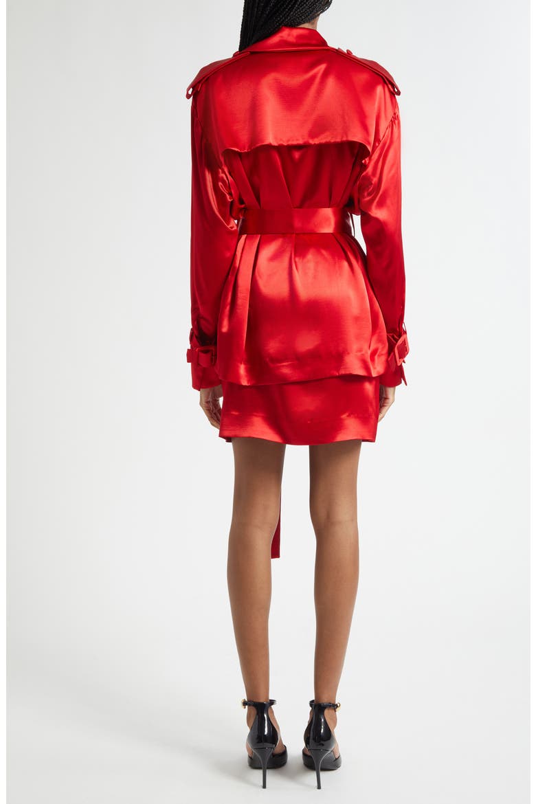 Long Sleeve Satin Trench Shirt, Alternate, color, DARK RED