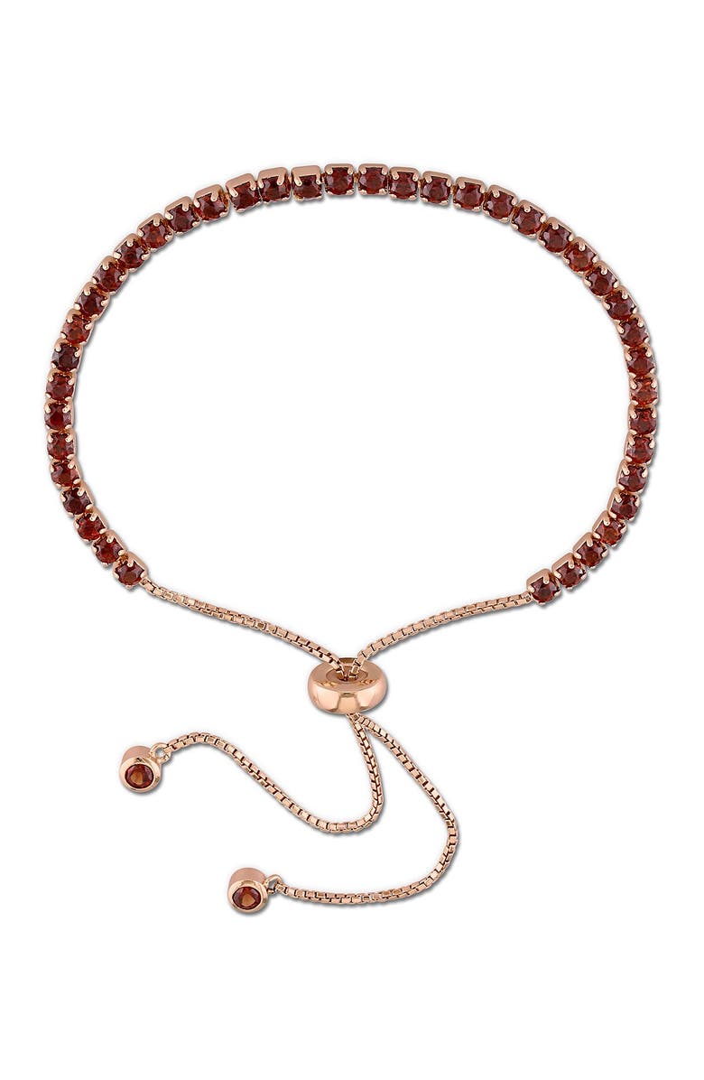 DELMAR Pink Plated Sterling Silver Garnet Adjustable Tassel Bracelet, Main, color,