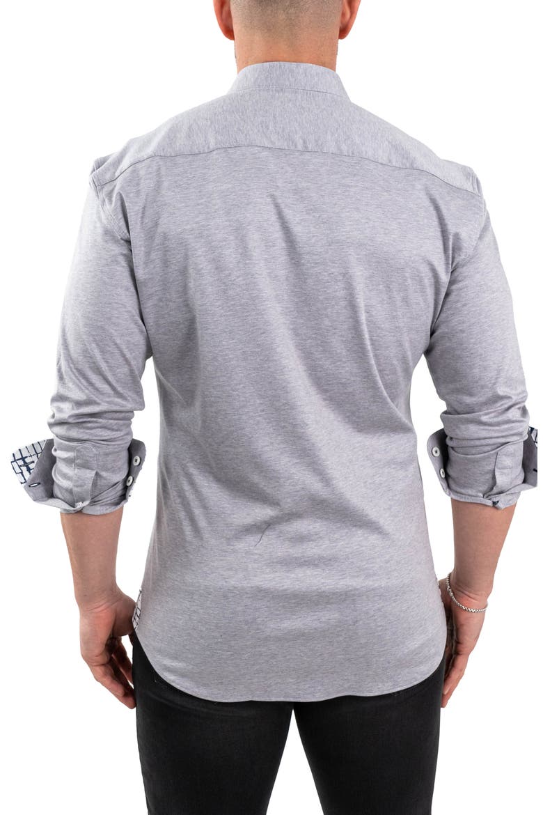 Einstein Cotton Knit Button-Up Shirt, Alternate, color, GREY