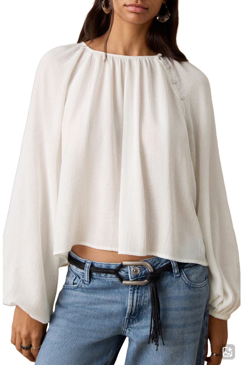Metallic Raglan Sleeve Top, Main, color, OFF WHITE