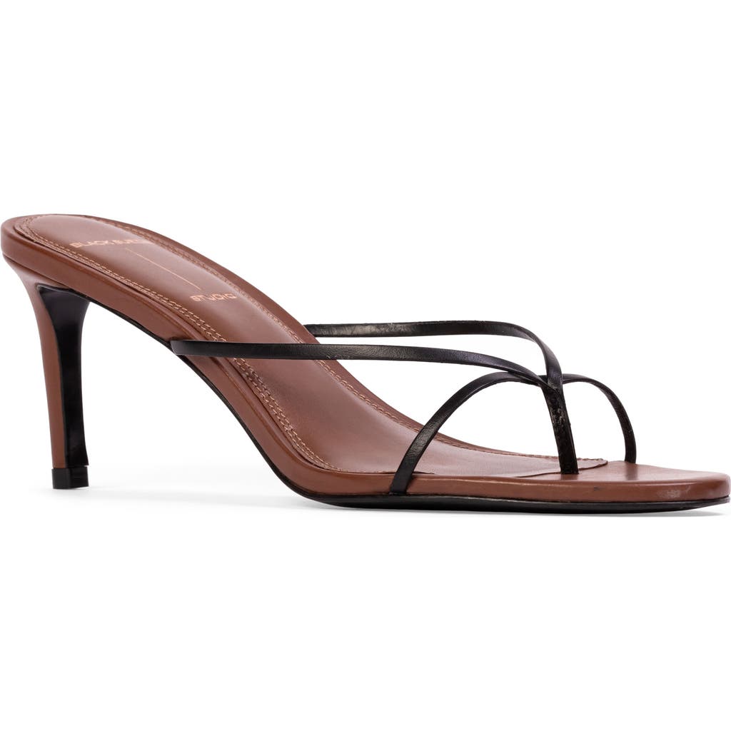 Black Suede Studio Jade Slide Sandal In Chestnut Leather