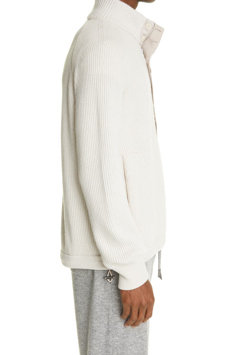 ZEGNA Rib Quarter Zip Cashmere Pullover, Alternate, color, 