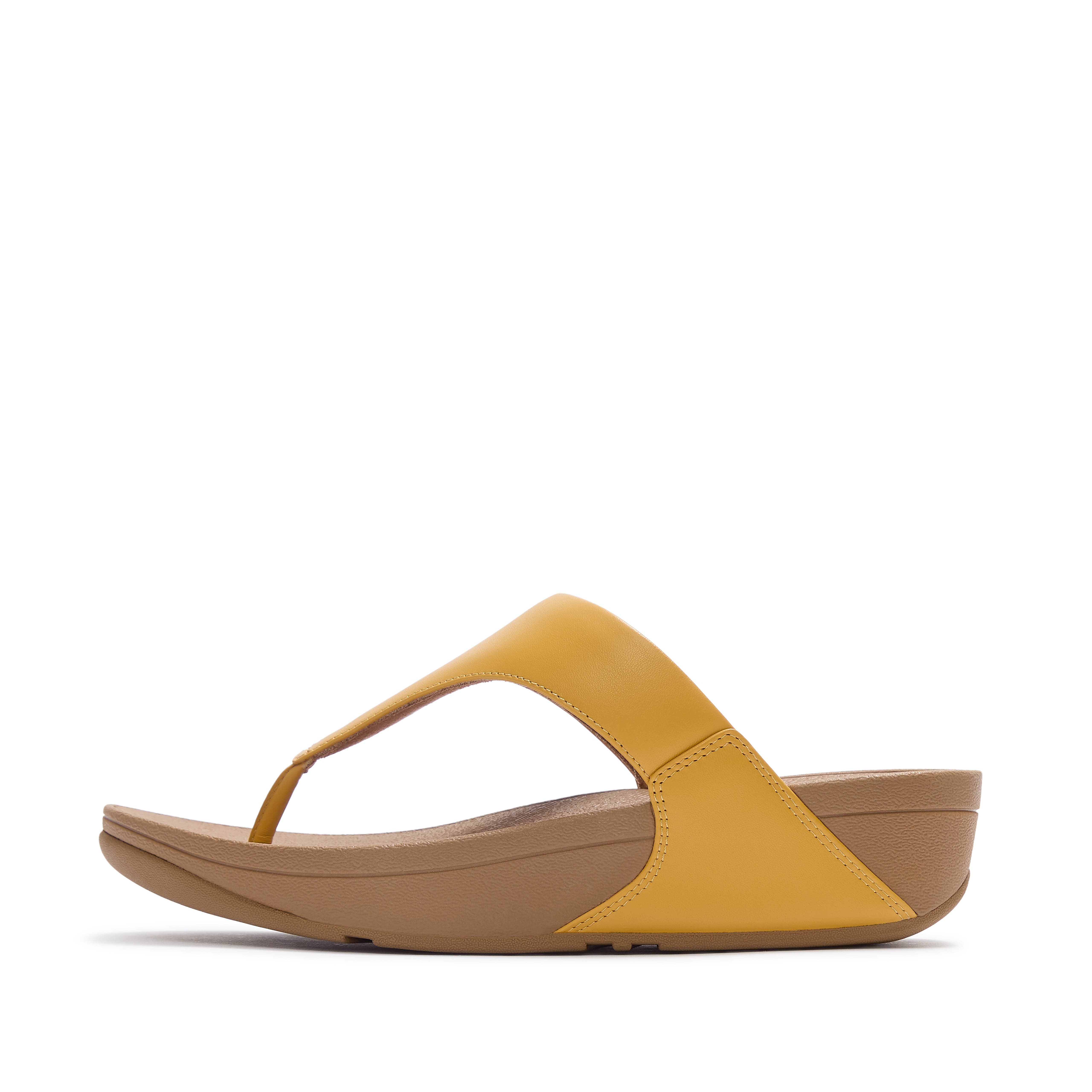FitFlop Lulu Leather Toe Post Sandal, Alternate, color, Turmeric