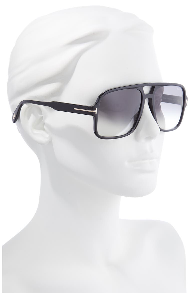 Falconer 60mm Navigator Sunglasses, Alternate, color, SHINY BLACK / GRADIENT SMOKE