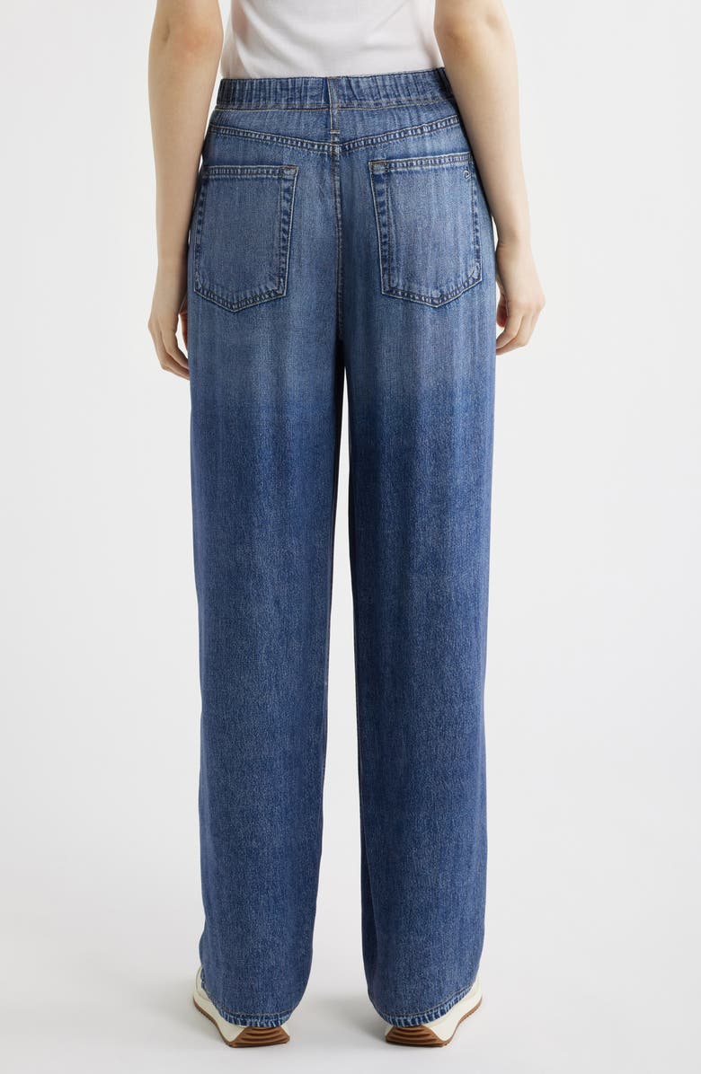 rag & bone rb Miramar Slink Trompe l'Oeil Faux Denim Wide Leg Lounge Pants, Alternate, color, Lagoon