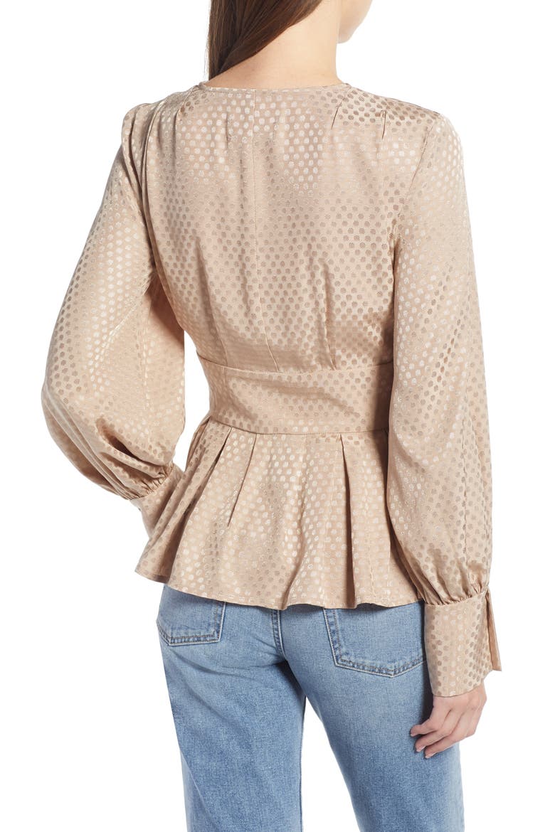 Waist Detail Jacquard Top (Nordstrom Exclusive), Alternate, color, TAN TAUPE