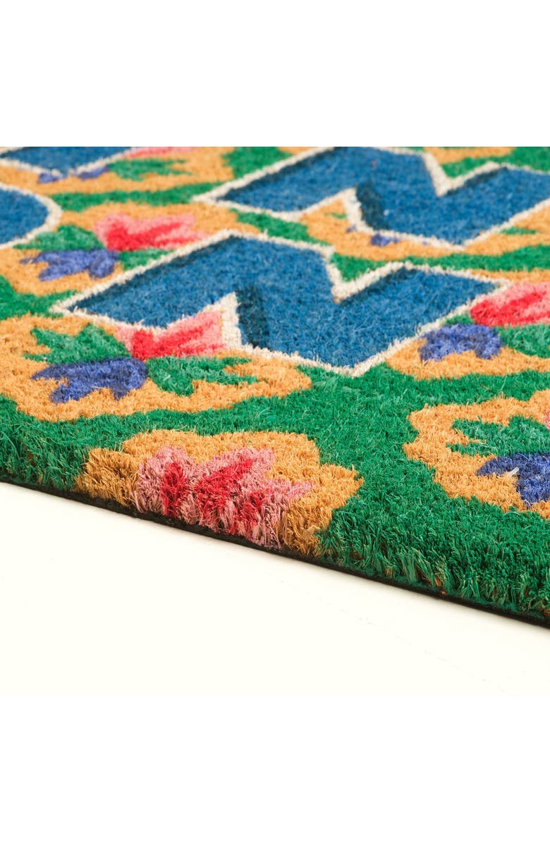 Zsa Zsa Zsu Kerala Ding Dong Coir Doormat 18" x 30", Alternate, color, Blue-Green