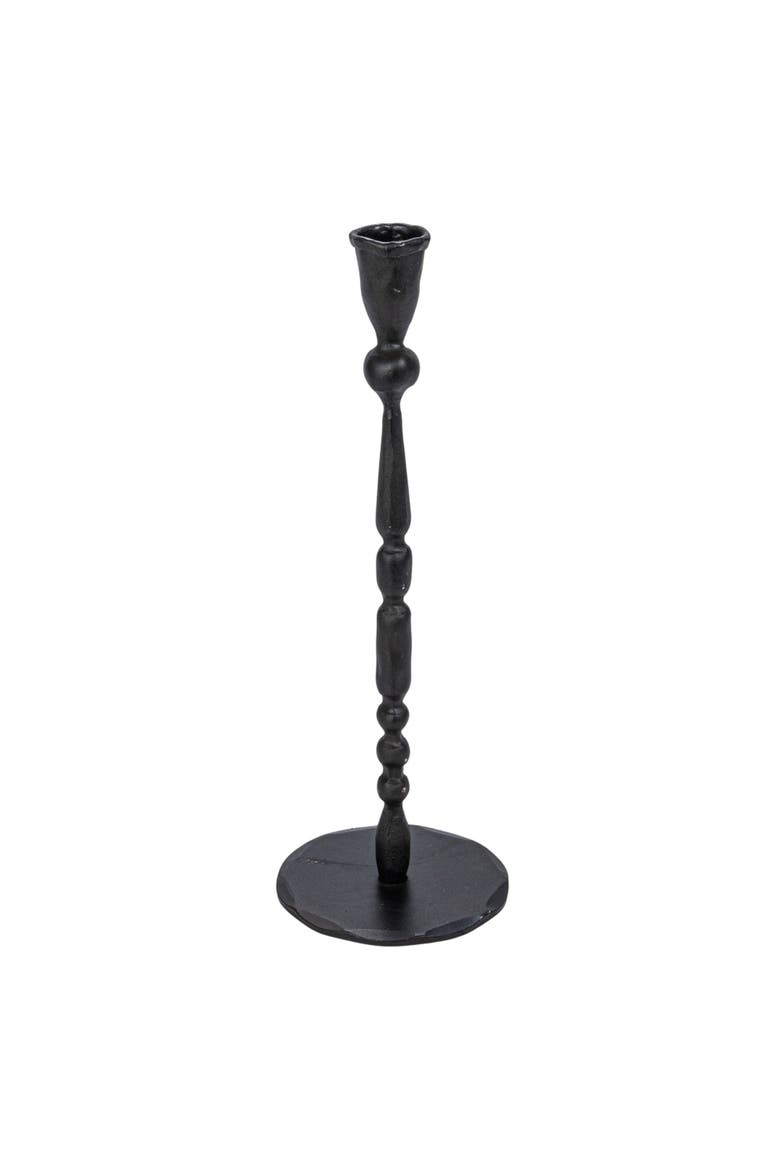 Decorative Hand-Forged Metal Taper Holder, Black, Main, color, Black