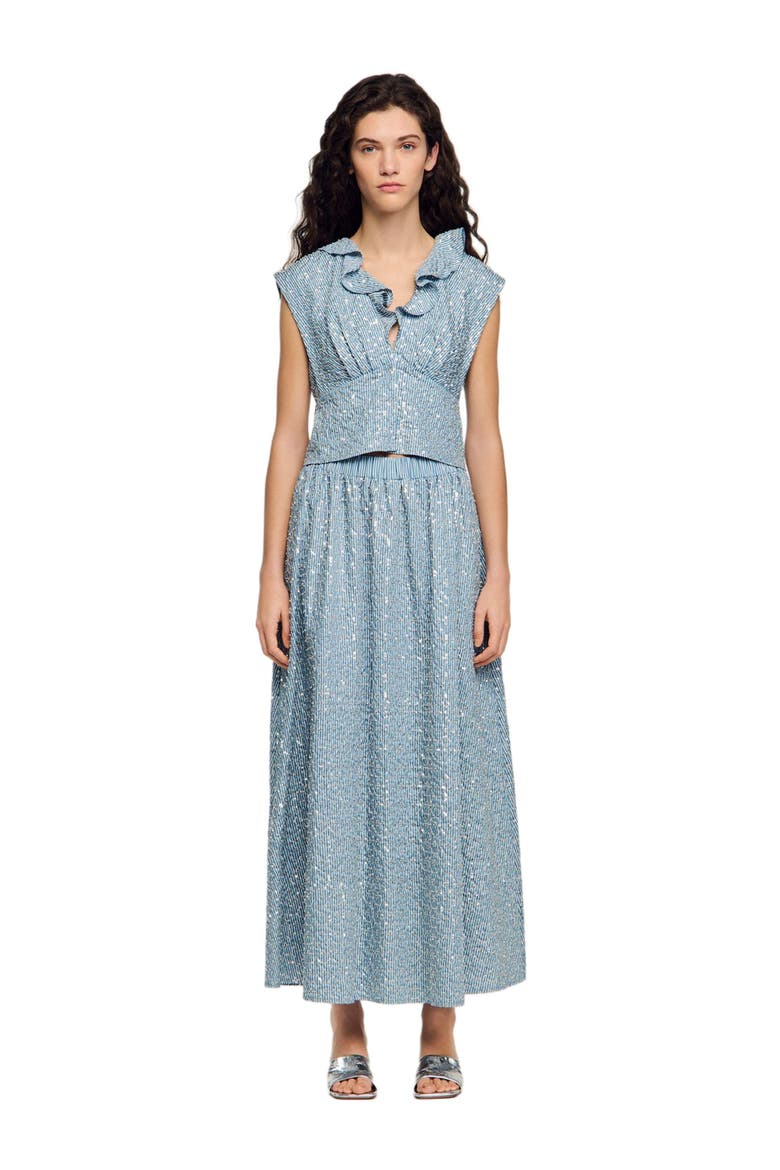 Long sequined skirt, Alternate, color, Blue