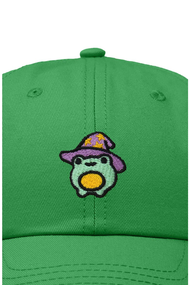 Sorcerer Frog Embroidered Dad Hat, Alternate, color, Kelly Green