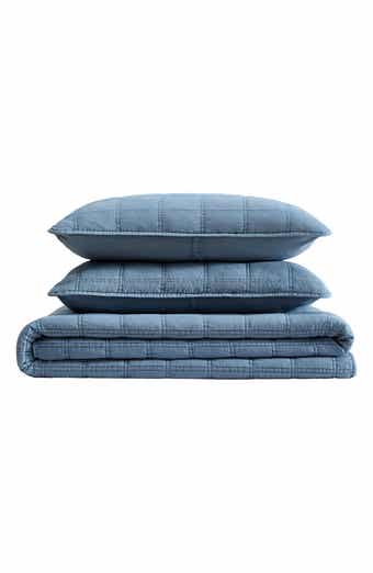 Stonewashed Solid Microfiber Quilt Set