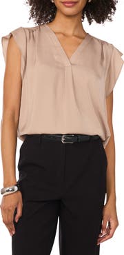 Vince Camuto Ruffle Sleeve Satin Top