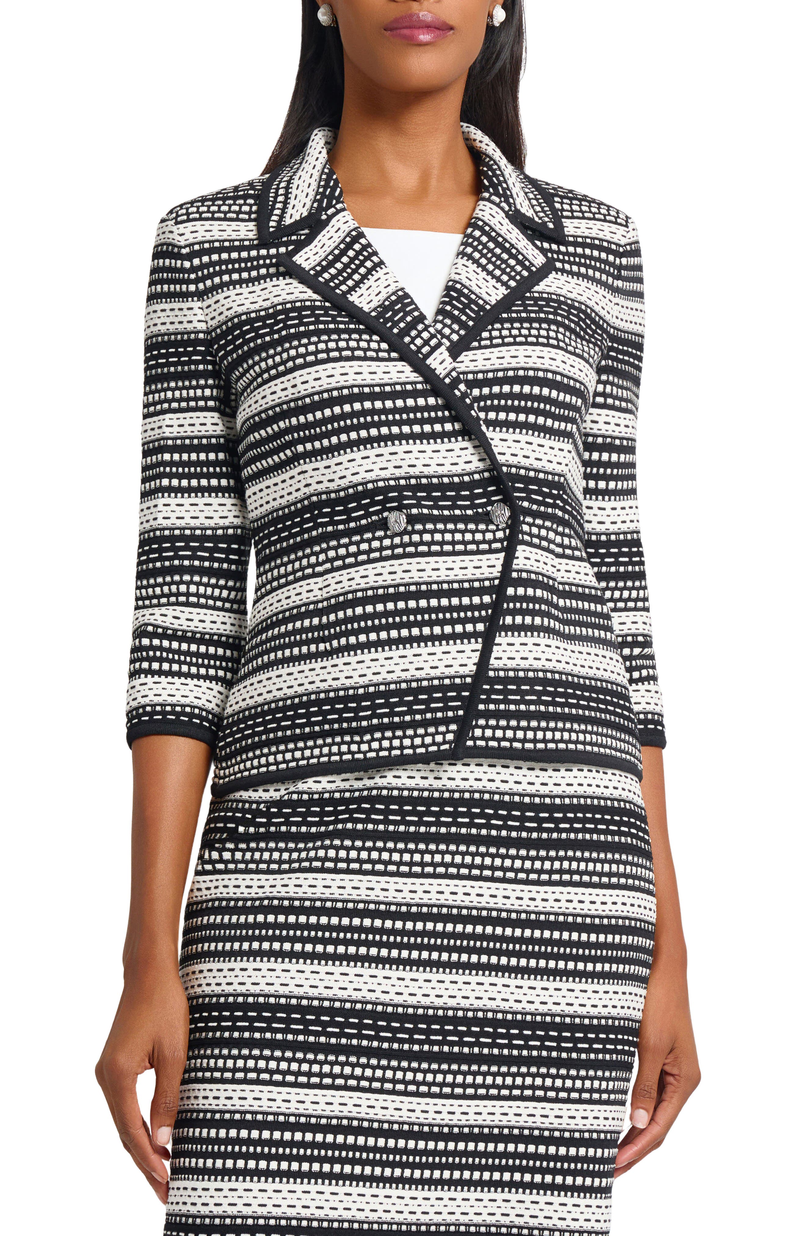 Tailored Fit Double Breasted Knit Blazer