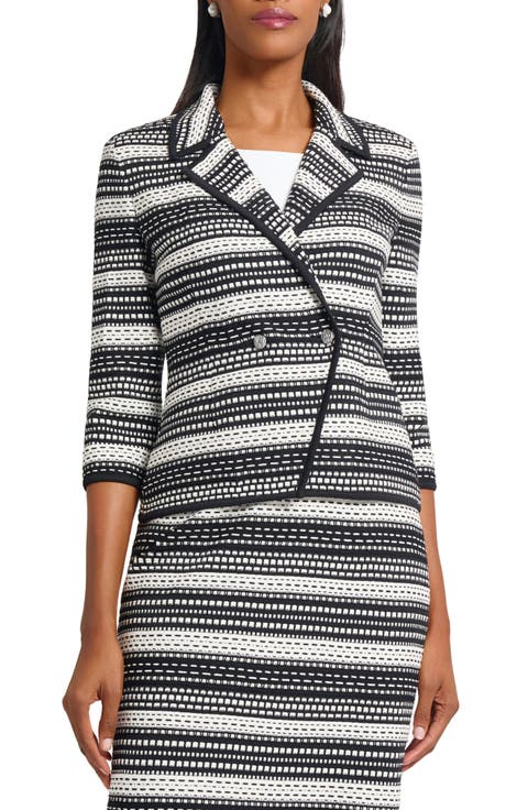 Tailored Fit Double Breasted Knit Blazer