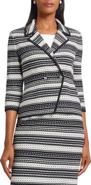 Ming Wang Tailored Fit Double Breasted Knit Blazer