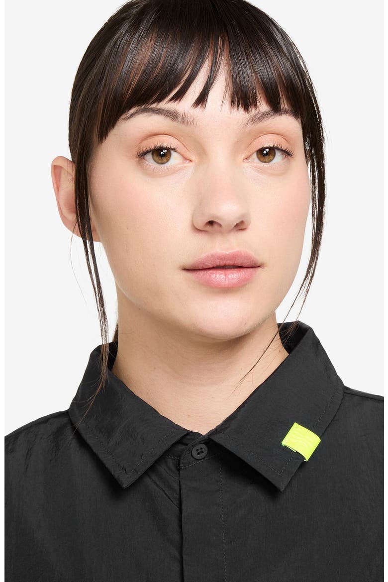 Serena Williams Design Crew Cropped Button Up Shirt, Alternate, color, 010 BLACK/ BLACK