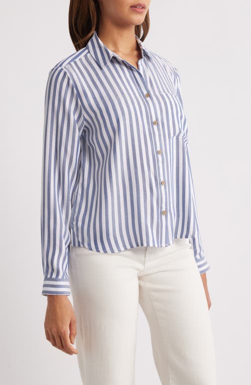 Beachlunchlounge Candace Stripe Button-up Shirt In Blue