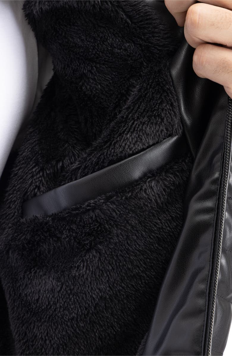 XRAY Faux Fur Lining Quilted Faux Leather Jacket, Alternate, color, 