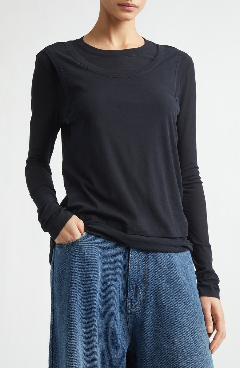 MELITTA BAUMEISTER Double Layer Cotton T-Shirt, Alternate, color, Black