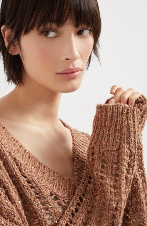 Brunello Cucinelli Dazzling Sweater In Rust Brown