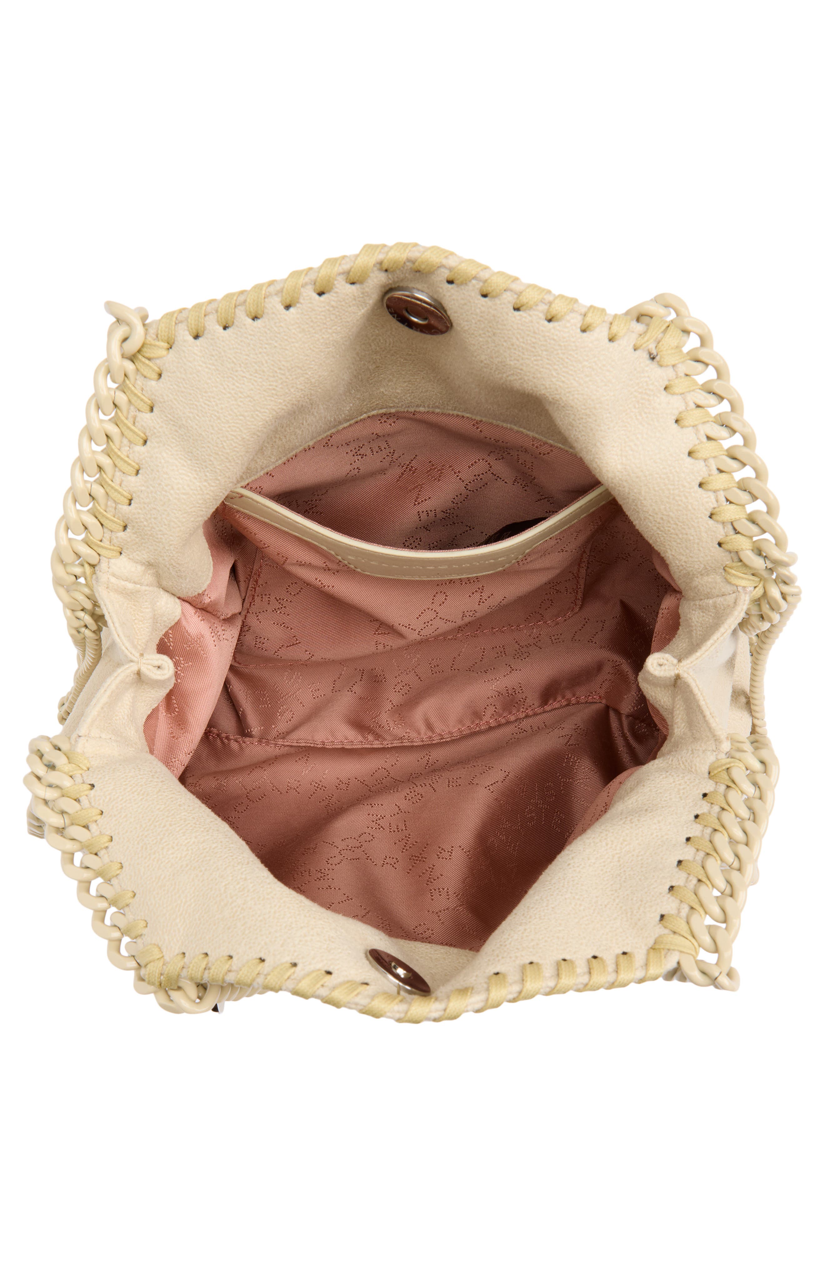Stella McCartney Mini Falabella Shaggy Deer Faux Leather Tote, Alternate, color, Oat