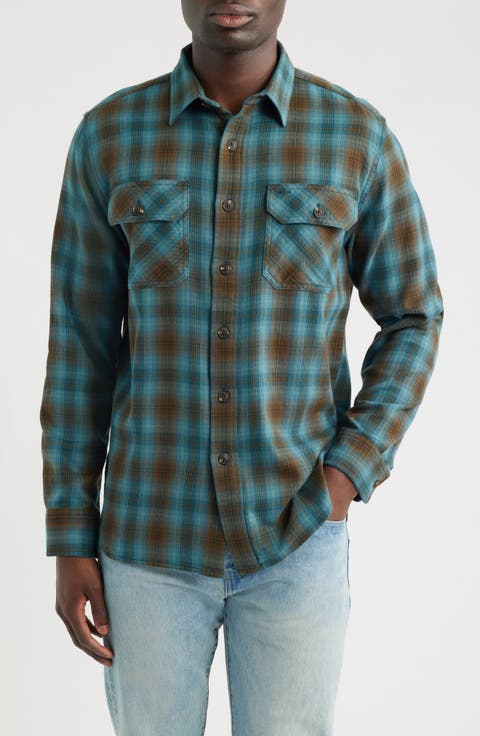 Burnside Plaid Cotton Flannel Button-Up Shirt