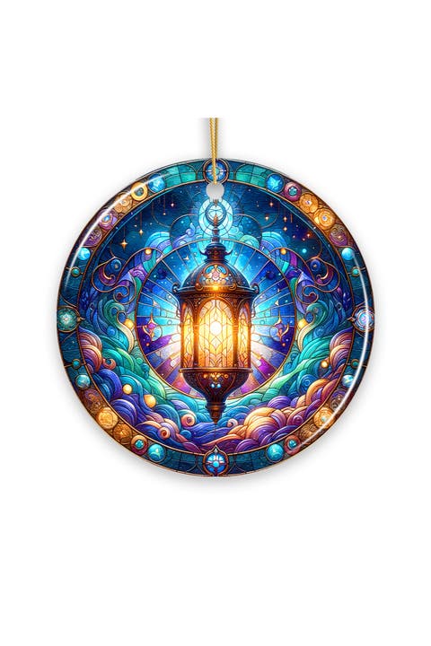 Illuminated Lantern Stained Glass Style Ornament