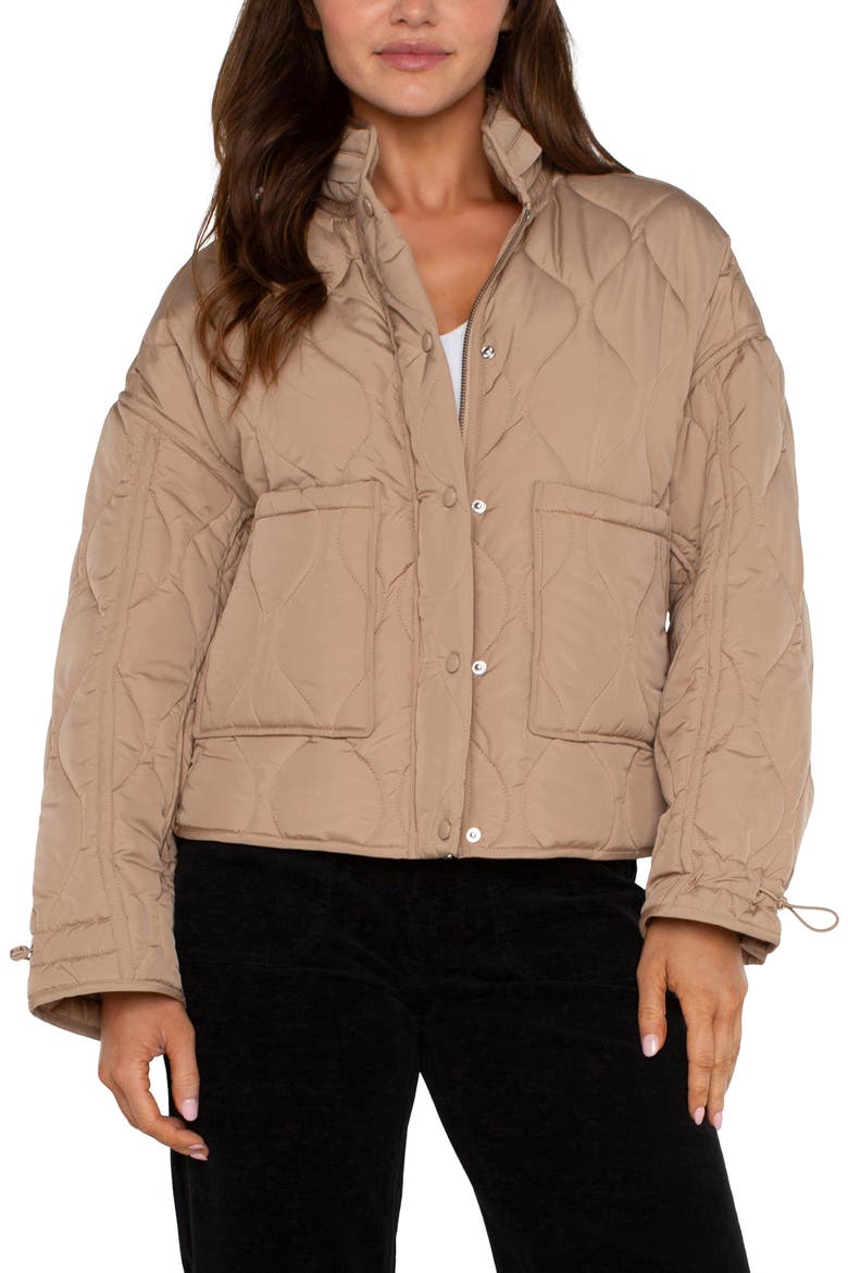 Hooded Quilted Jacket, Main, color, CAMEL