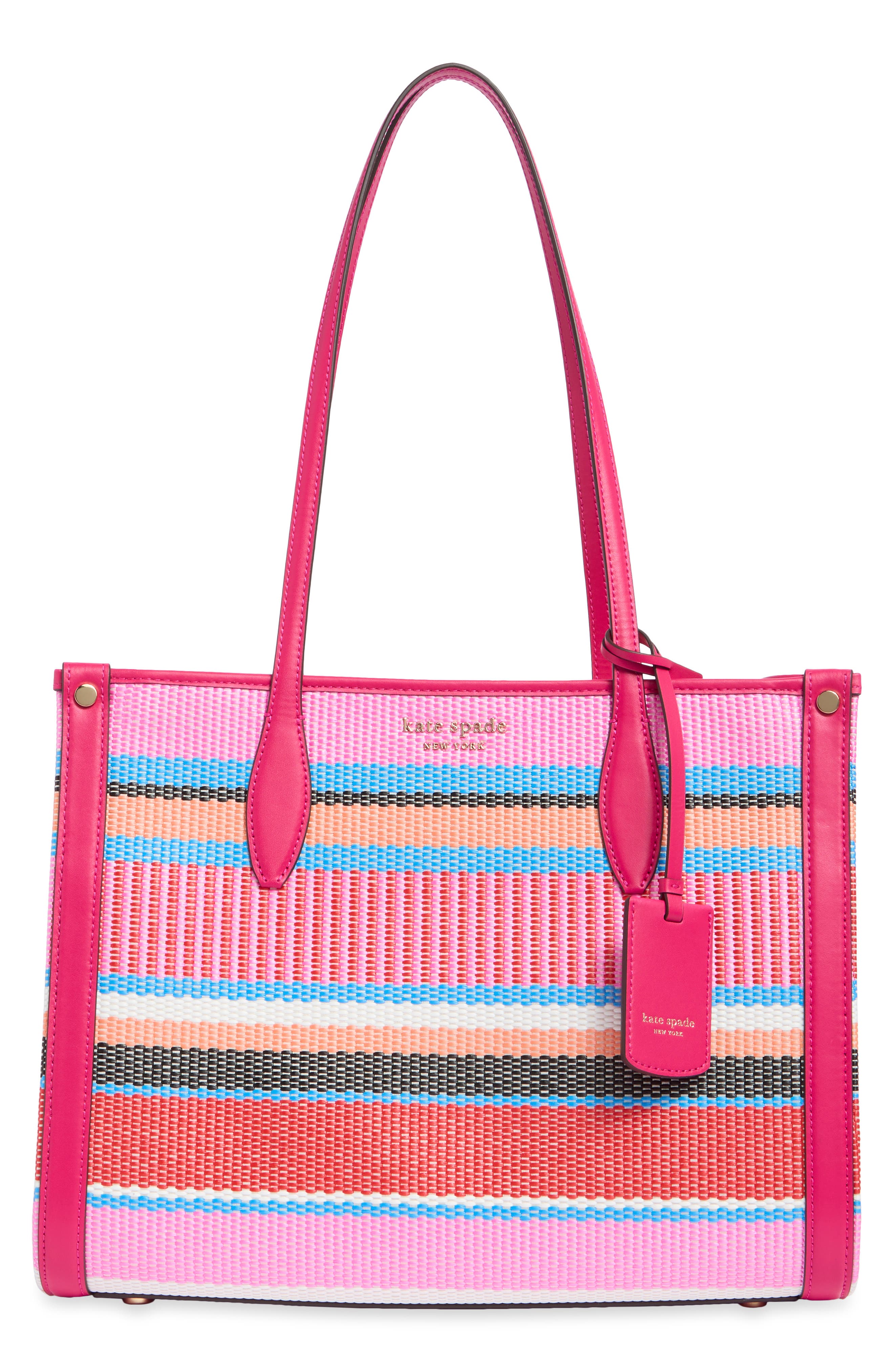 Manhattan Medium Striped Woven Straw Tote