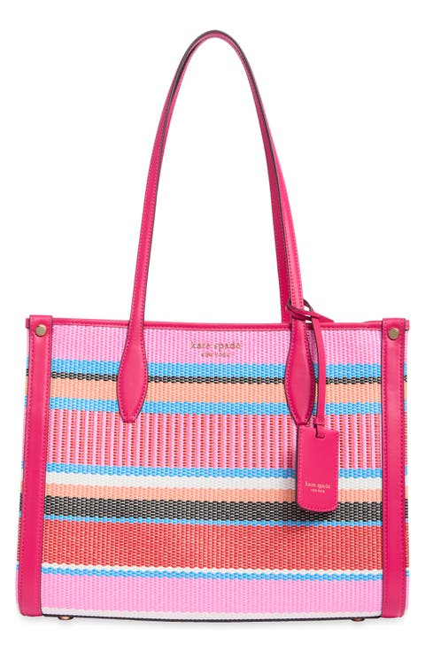 Manhattan Medium Striped Woven Straw Tote