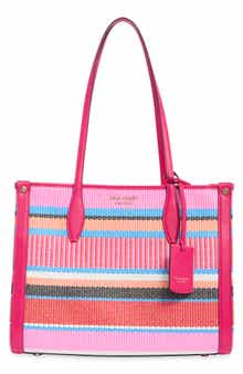 Manhattan Medium Striped Woven Straw Tote