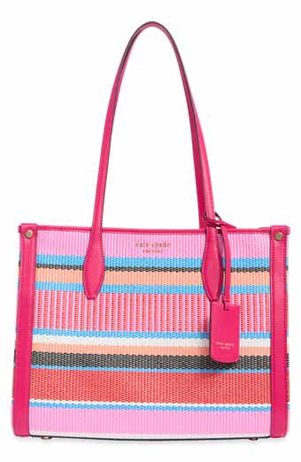 Manhattan Medium Striped Woven Straw Tote