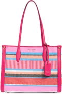 Kate Spade New York Manhattan Medium Striped Woven Straw Tote