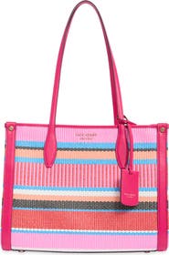 Kate Spade New York Manhattan Medium Striped Woven Straw Tote